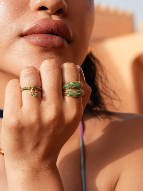 GREEN ONYX PAVE RING