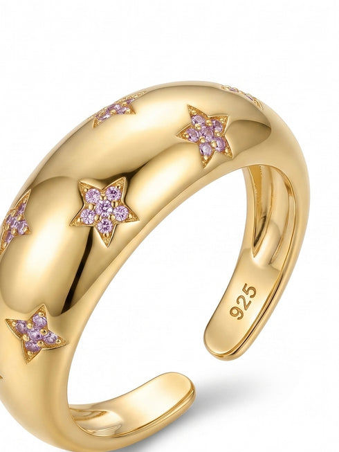 PINK STAR DOME RING