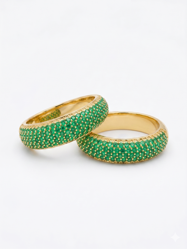 GREEN ONYX PAVE RING