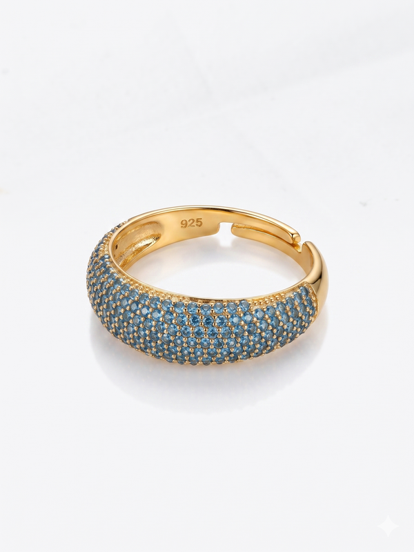 AQUAMARINE PAVE RING