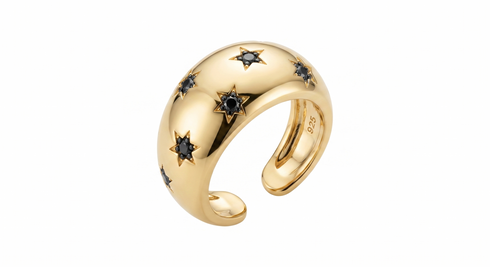 BLACK STAR DOME RING