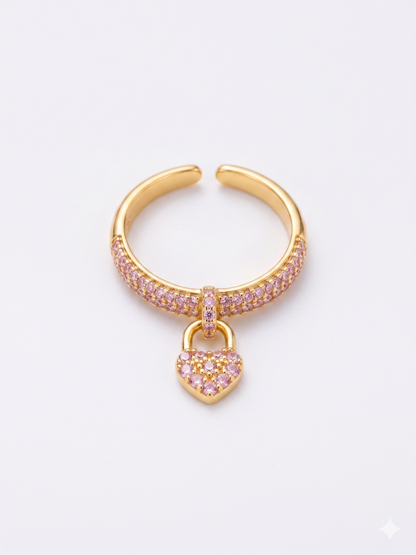 PINK HEART STONE RING
