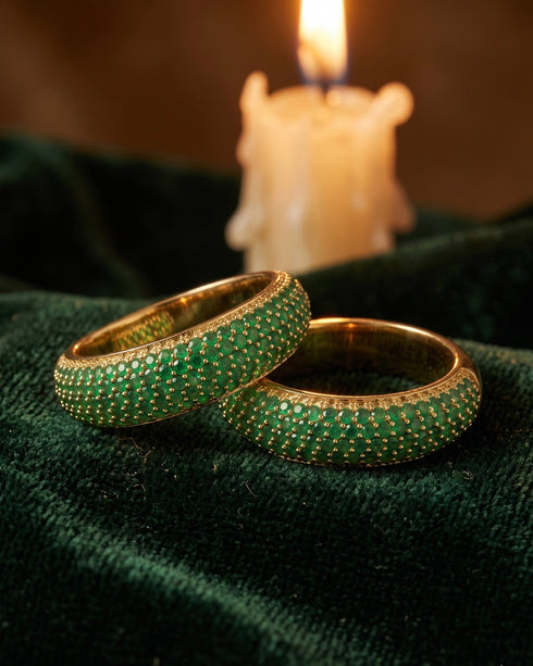GREEN ONYX PAVE RING