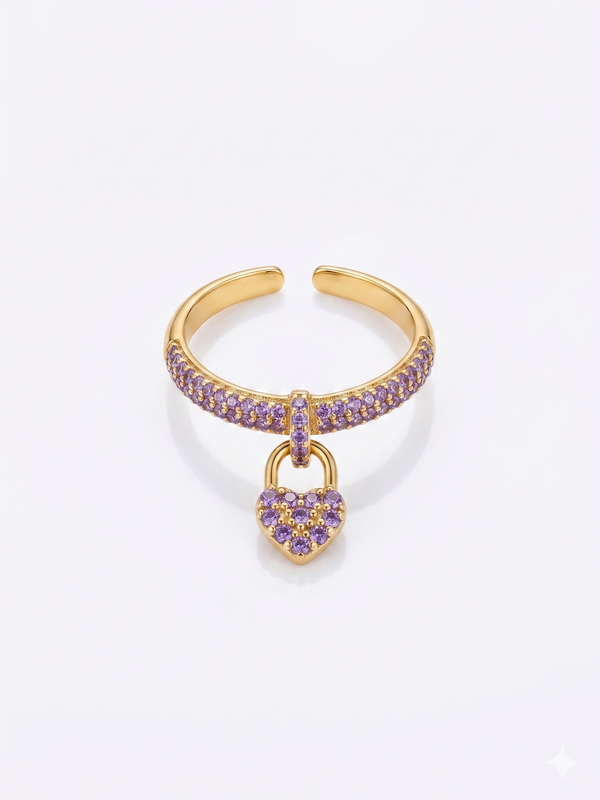 AMETHYST HEART STONE RING