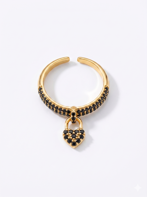 BLACK HEART STONE RING