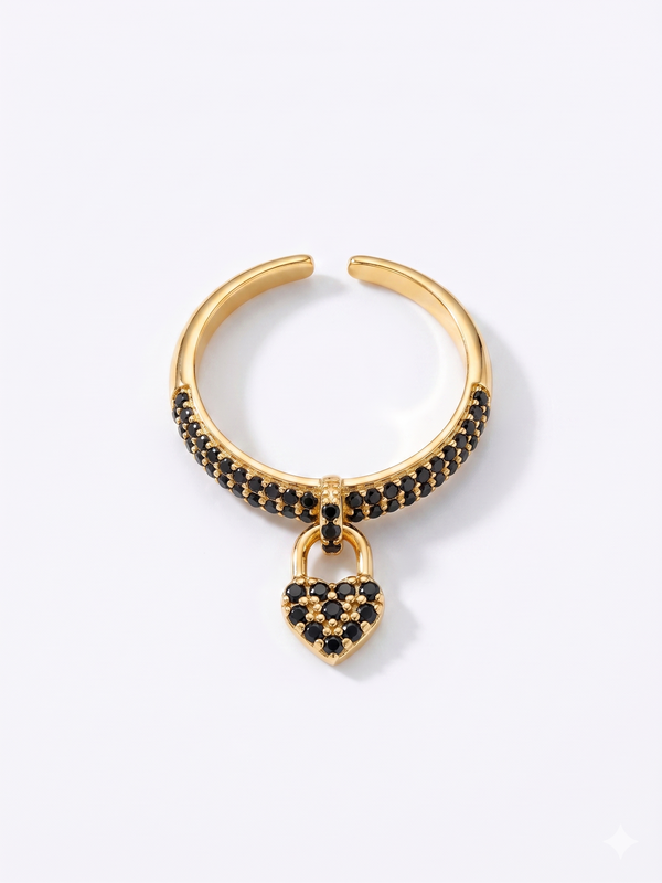BLACK HEART STONE RING